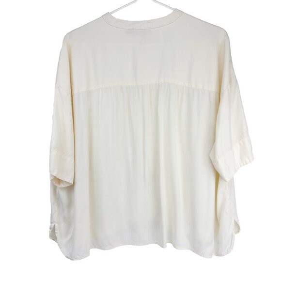 SOAKED IN LUXURY Cattie Butter Yellow 3/4 Sleeve Cream Button Front‎ Blouse M - Picture 3 of 8
